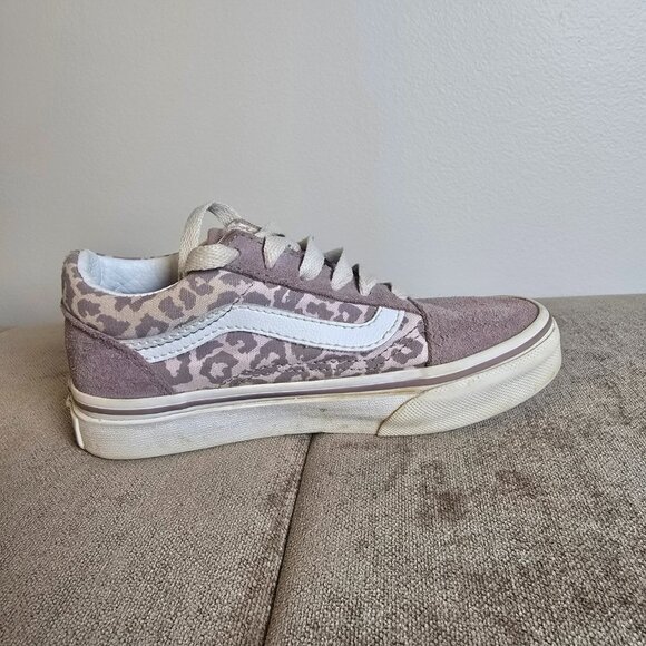 Vans Kids Old Skool Leopard Skater Sneakers Mauve‎ Lilac Purple Suede Size 11.5 - Picture 3 of 8